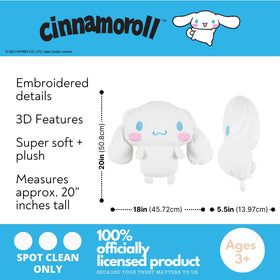 Franco Cinnamoroll cuddle pillow side angle showing floppy ears and gentle design.