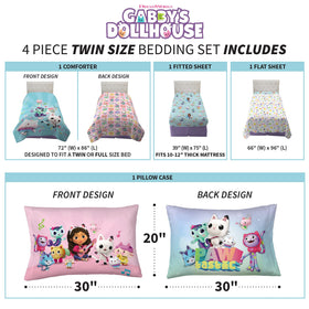 Franco Gabby’s Dollhouse pillowcase with bright characters for playful décor