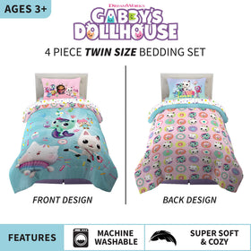 Franco Gabby’s Dollhouse sheets with coordinating patterns for a bold, themed room