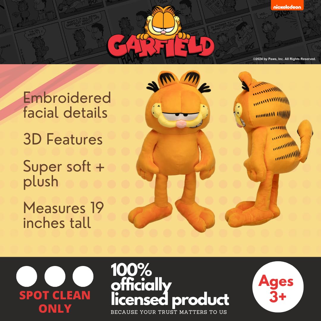 Franco Garfield cuddle pillow side view highlighting iconic charm and comfort