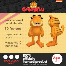 Franco Garfield cuddle pillow side view highlighting iconic charm and comfort