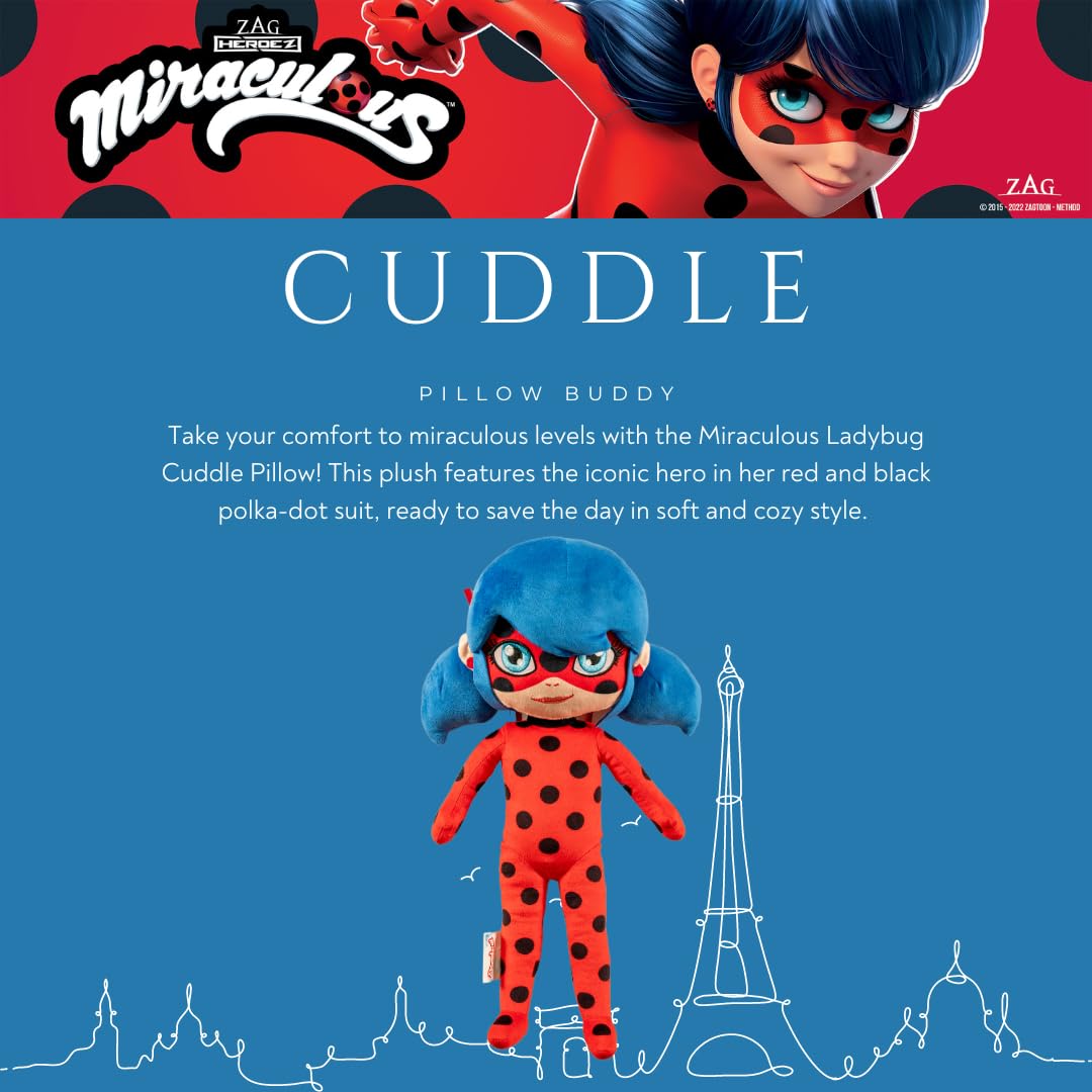 Franco Kids Miraculous Ladybug plush design highlights iconic outfit for imaginative play.
