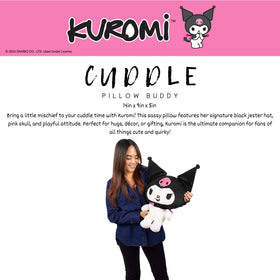 Franco Kuromi cuddle pillow closeup plush texture conveys velvety softness for comforting snuggles