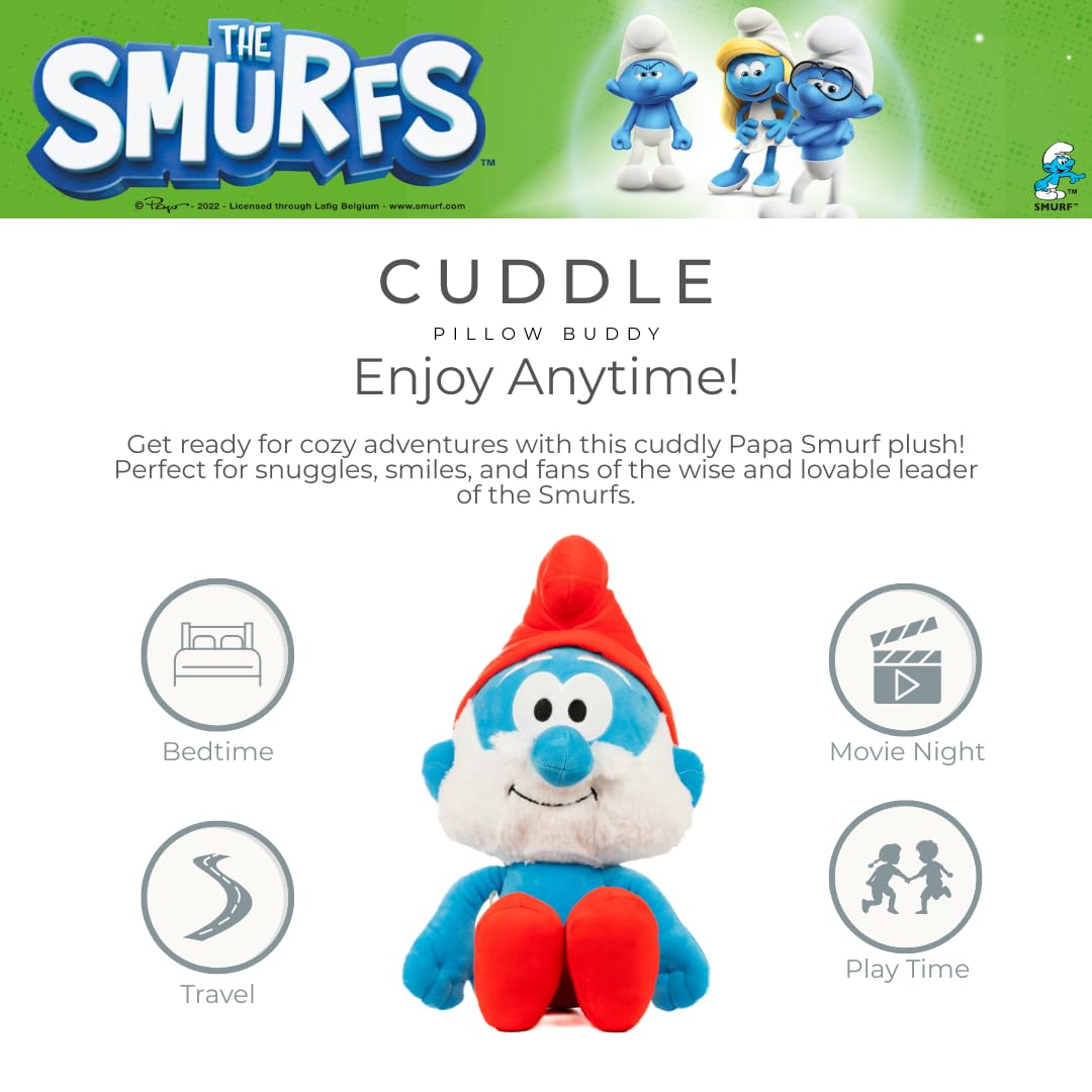 Franco Papa Smurf pillow back view with soft plush finish