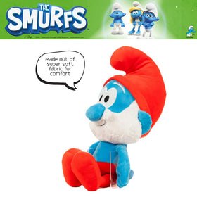 Franco Papa Smurf pillow close-up shows velvety plush fabric