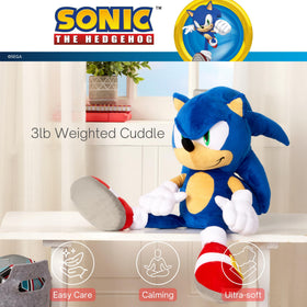 Franco Sonic Hedgehog weighted cuddle pillow embroidery details showcase iconic spikes and playful charm