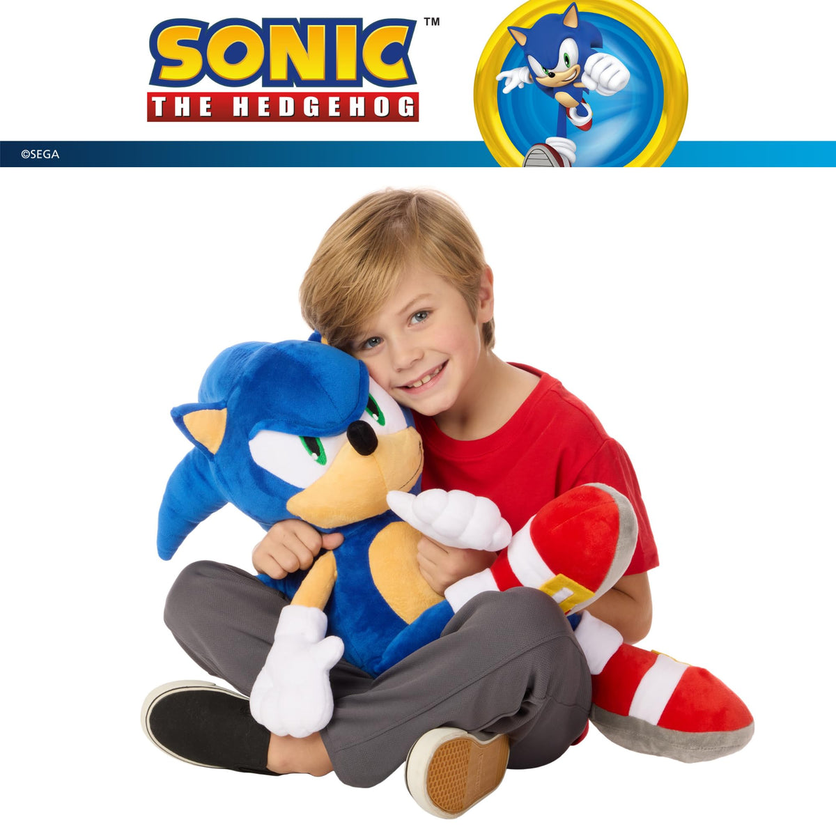 Franco Sonic Hedgehog weighted cuddle pillow weight distribution illustrates secure, comforting hug
