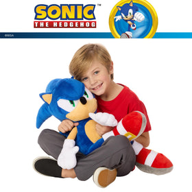 Franco Sonic Hedgehog weighted cuddle pillow weight distribution illustrates secure, comforting hug