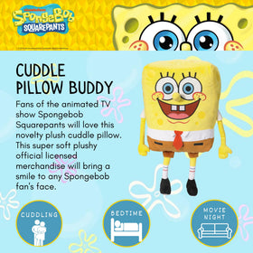 Franco SpongeBob plush side view demonstrates generous length for hugging