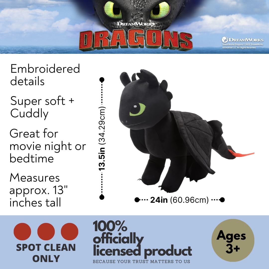 Franco Toothless pillow ears and wings detail for collectible display.