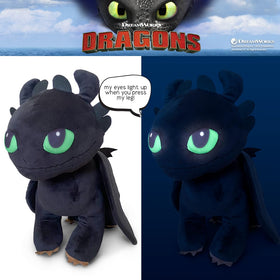 Franco Toothless plush featuring embellished ears and wings for display.