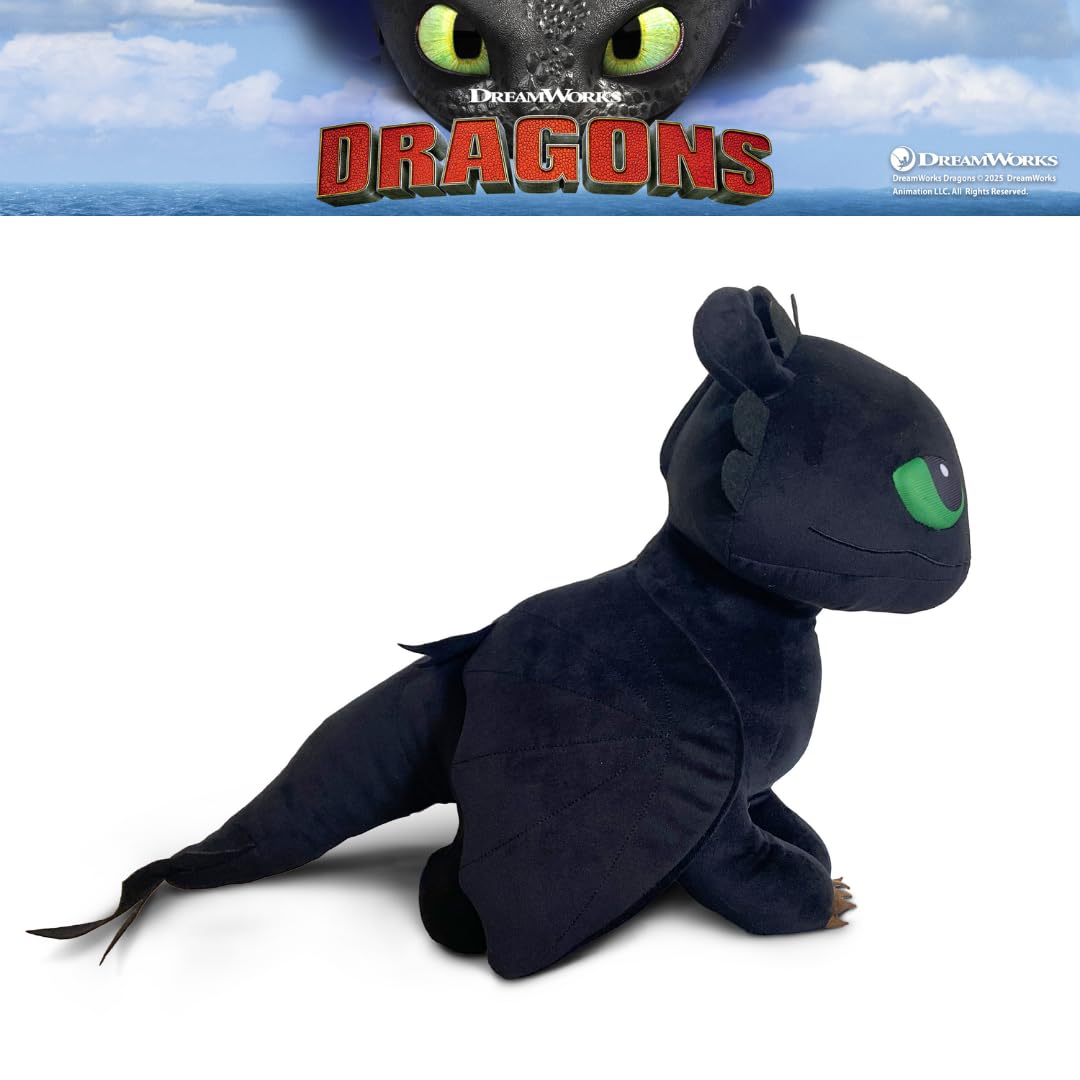 Franco Toothless plush with embroidered facial accents for charming detail.