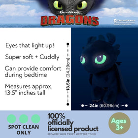 Franco Toothless plush with ultra-soft fabric for cozy snuggles.