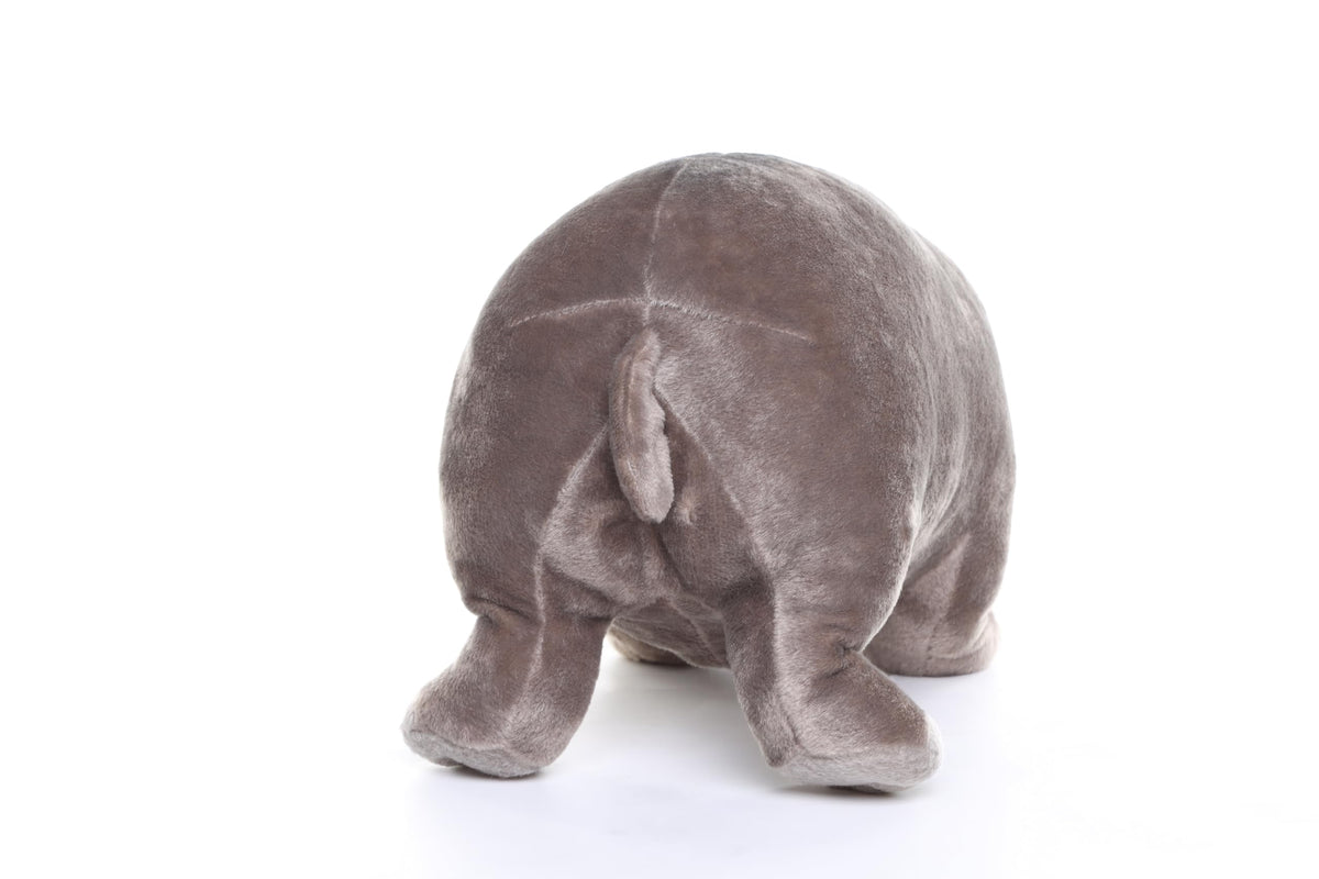 Frankiezhou Home hippo plush with lifelike eyes enhances realism during pretend play.