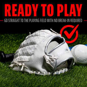 Glove worn on left hand for right-handed throwing in Franklin Meshtek set.
