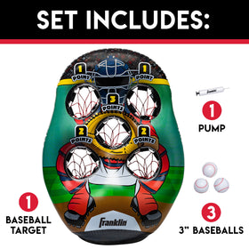 Three 3-inch rotationally molded baseballs included for versatile play.