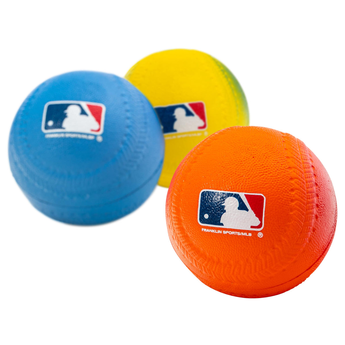 Franklin Sports foam baseballs 3-pack in packaging, ready for at-home practice.