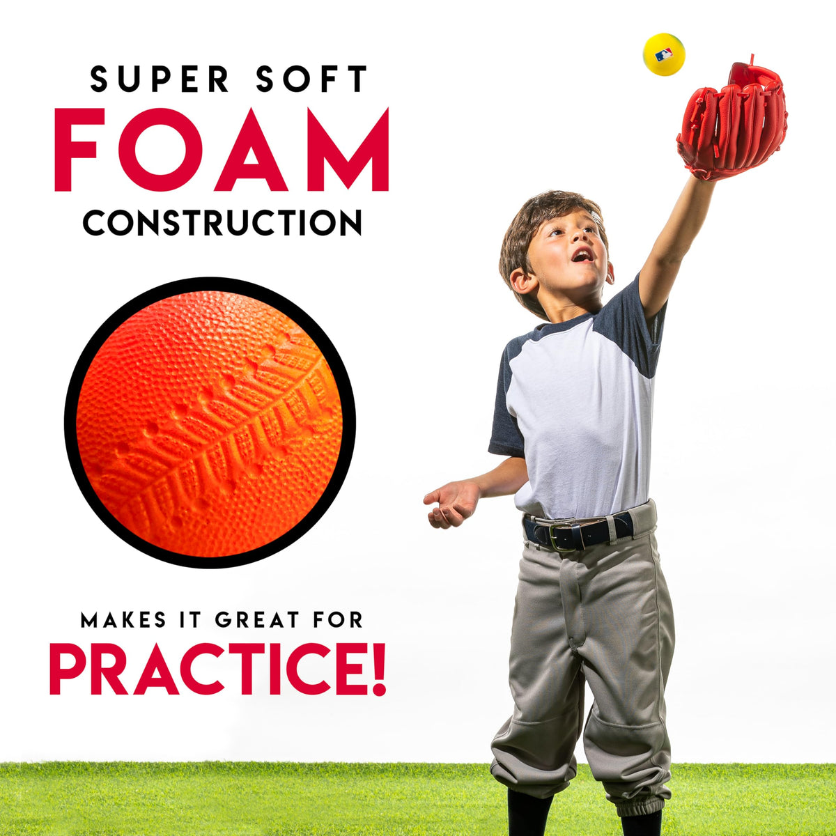 Child catching Franklin Sports foam baseballs with a safe, smooth design.