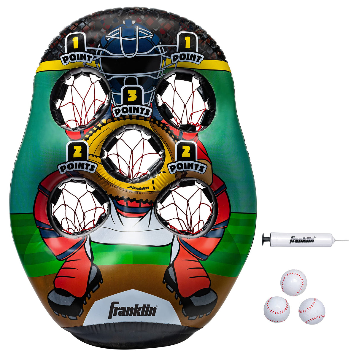 Franklin Sports inflatable 5-hole target for backyard or indoor practice.