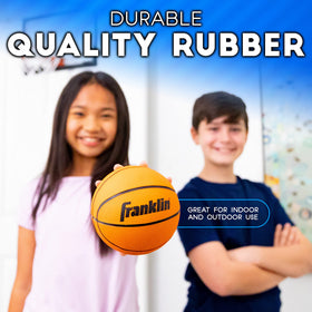 Inflation pump in use to ready the Franklin Sports mini basketballs