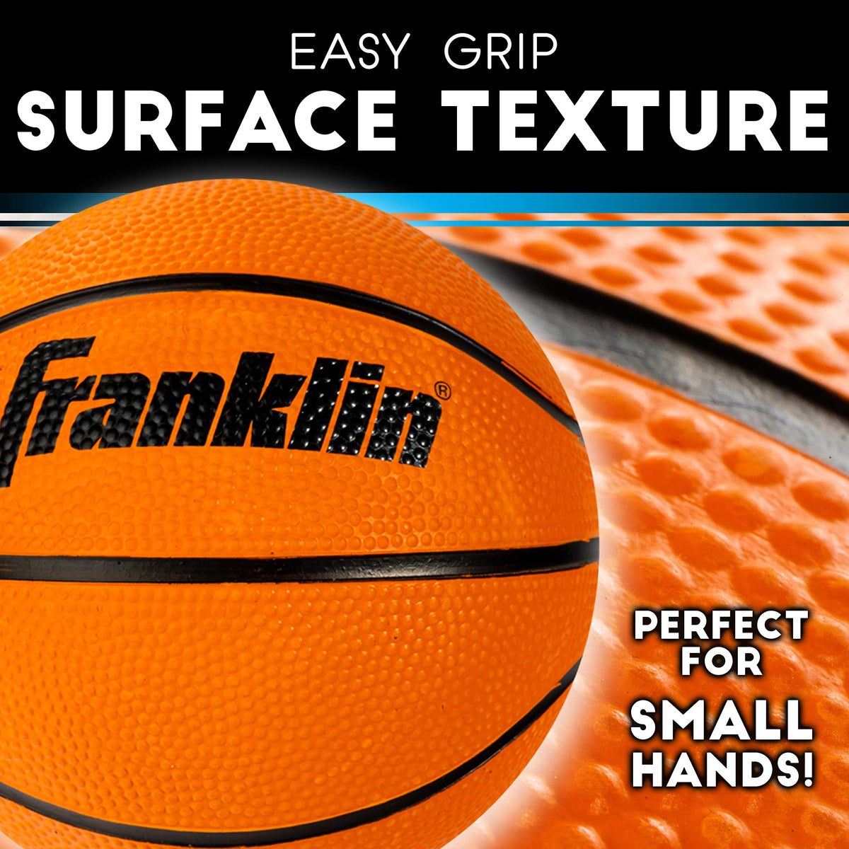 Kid-friendly grip on the 5-inch Franklin Sports mini basketball