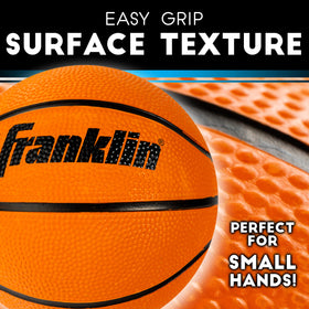 Kid-friendly grip on the 5-inch Franklin Sports mini basketball