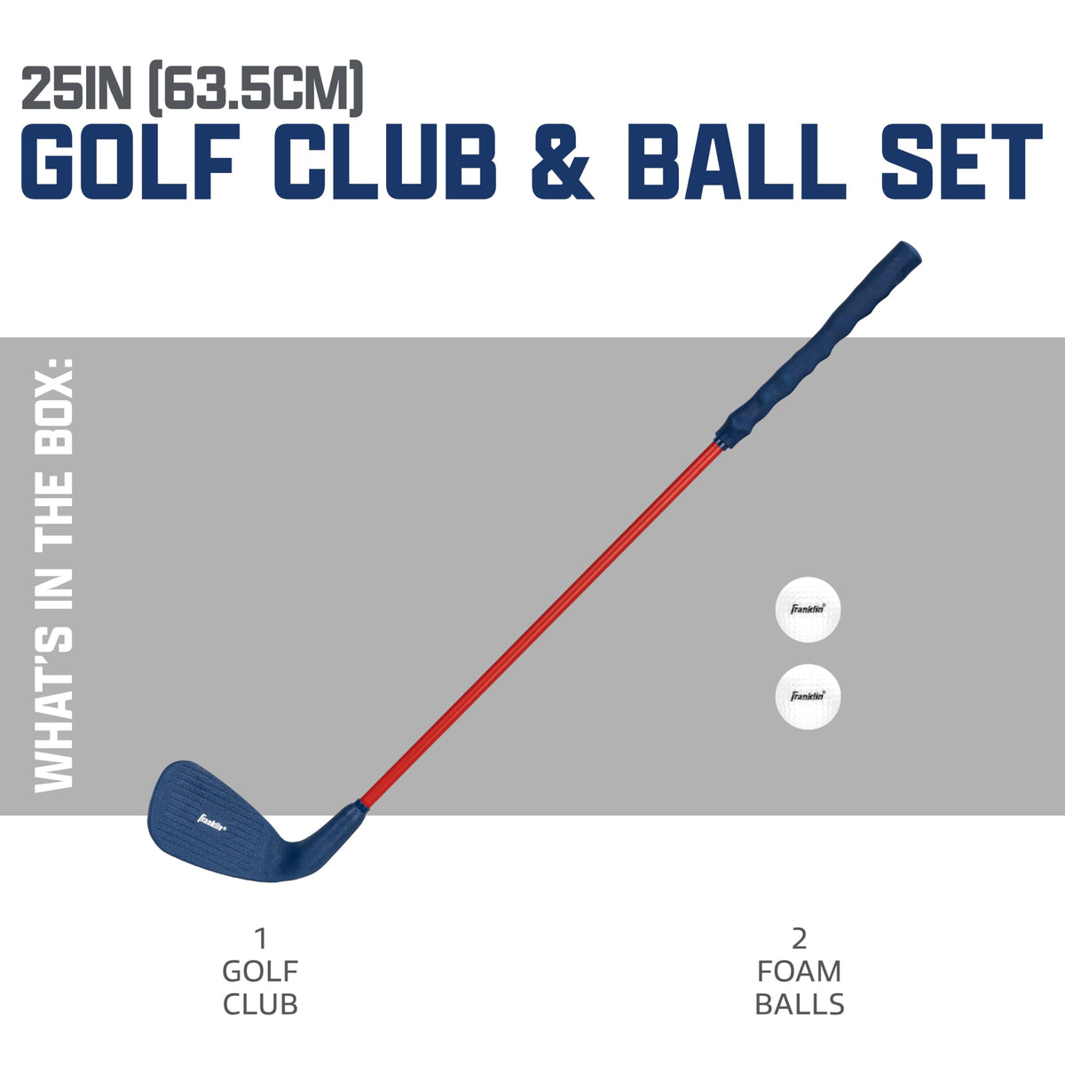 Franklin Sports oversized club head for forgiving contact with beginners.