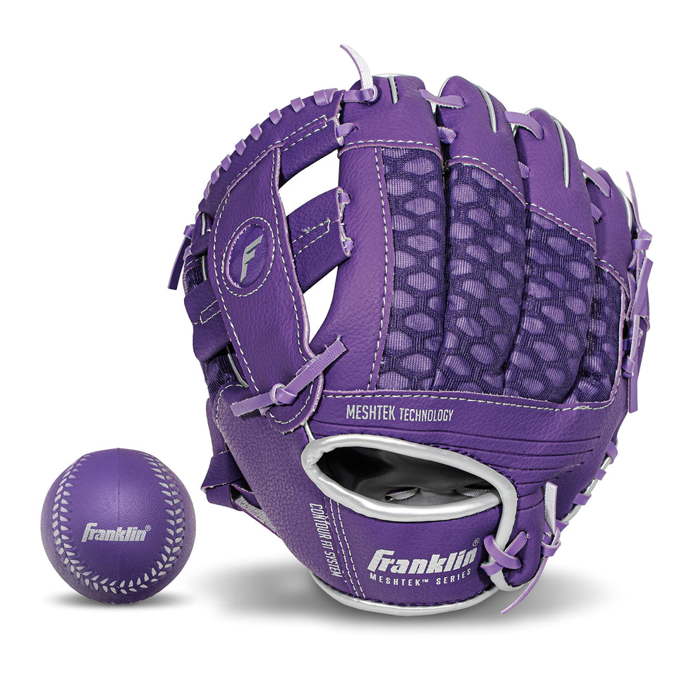 Franklin Sports Meshtek Teeball glove front view showing lightweight design for beginners.