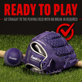 Franklin Sports Meshtek Teeball glove left-hand-throw view clarifies wear on right hand to throw left.
