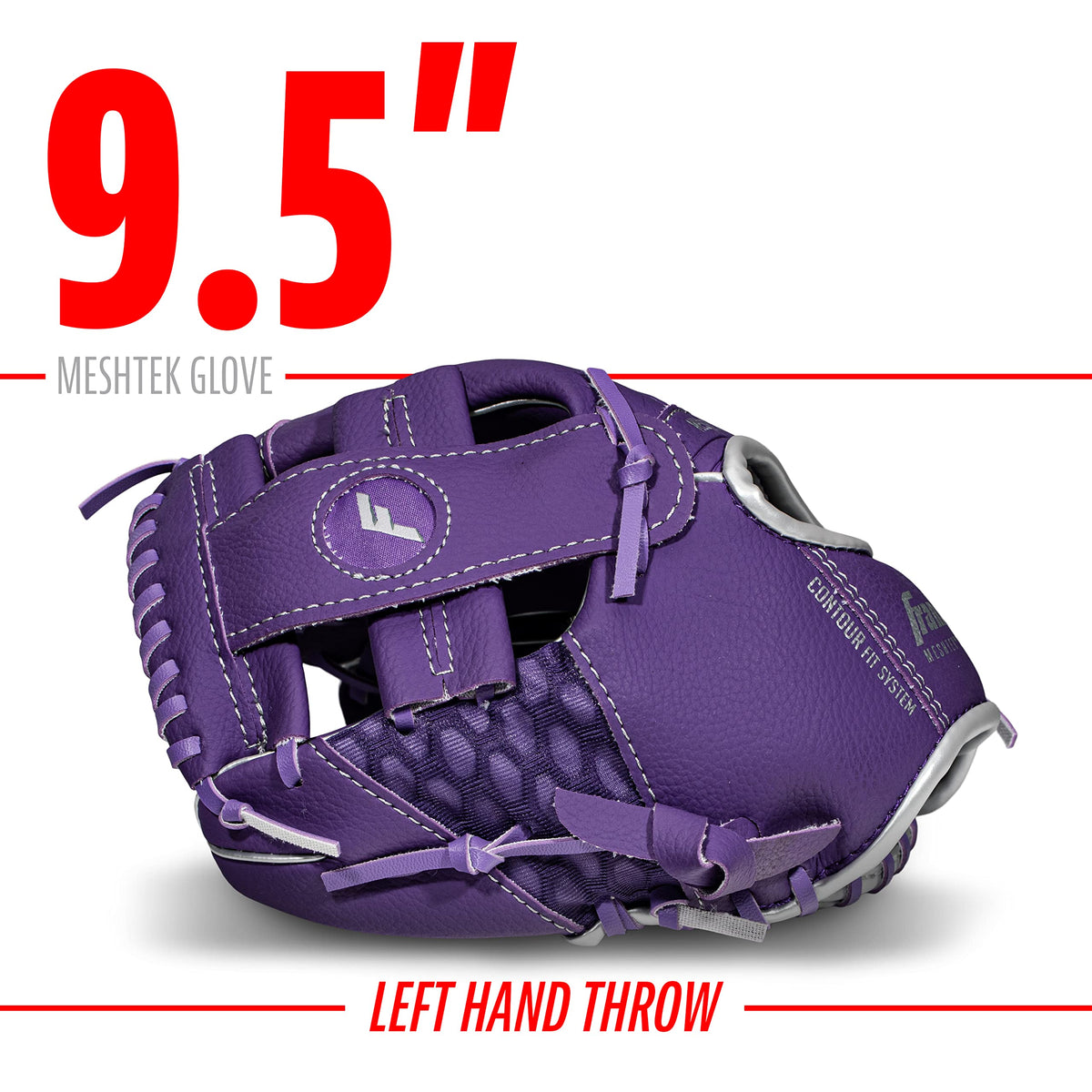Franklin Sports Meshtek Teeball glove palm view demonstrates soft palm for quick catch practice.