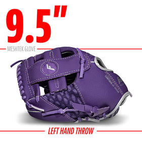 Franklin Sports Meshtek Teeball glove palm view demonstrates soft palm for quick catch practice.