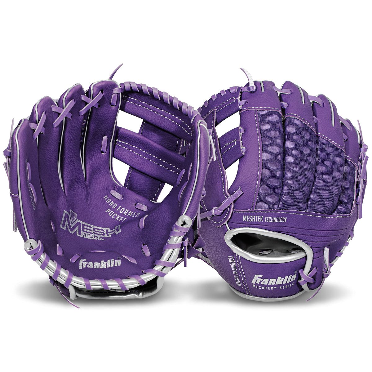 Franklin Sports Meshtek Teeball glove side view shows compact profile for easier handling.