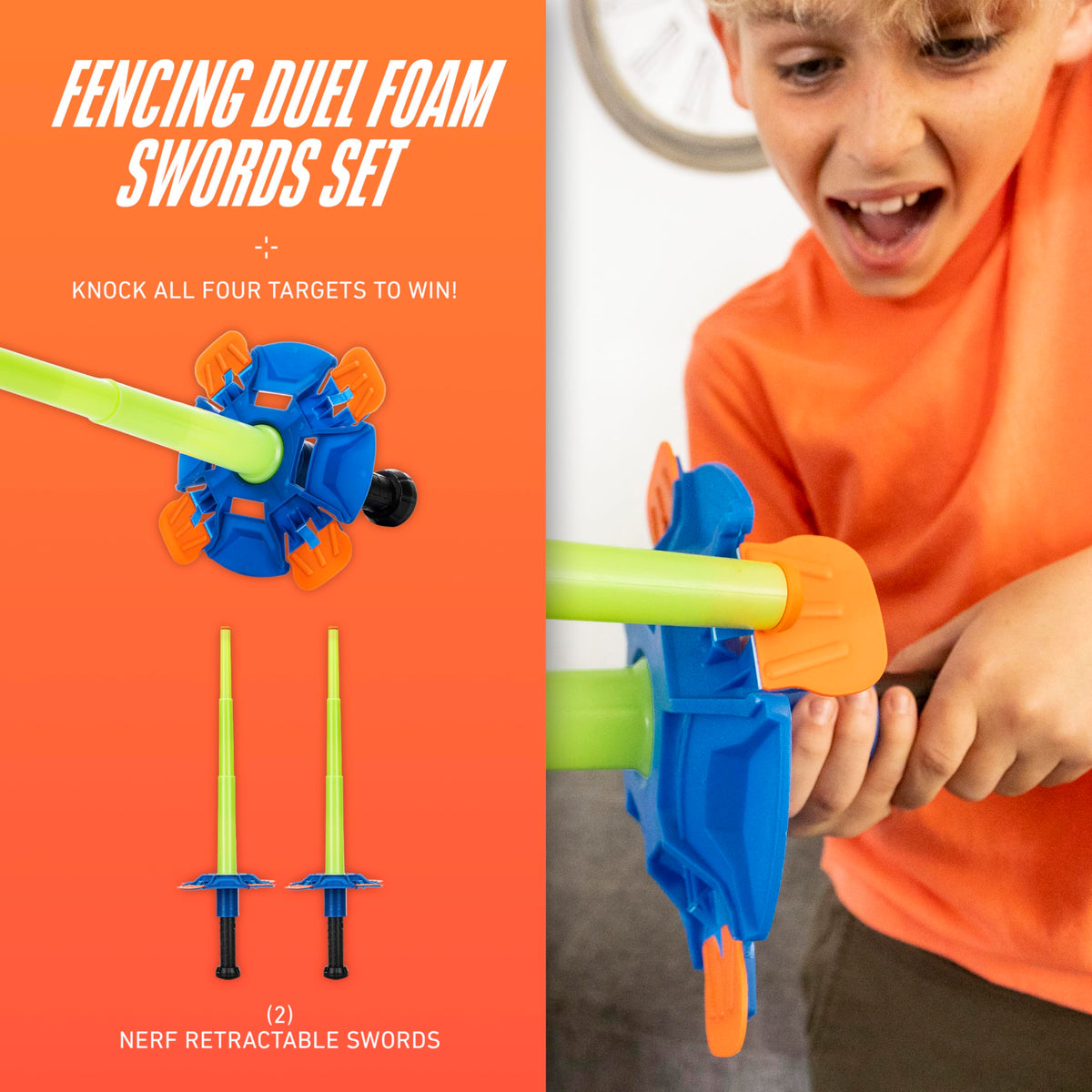 Franklin Sports Nerf Fencing Duel Swords Set hand guards with drop targets