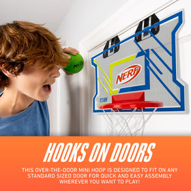 NERFOOP Elite rim and backboard highlight premium playability for indoor fun