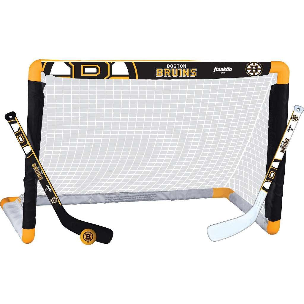 Franklin Sports NHL Boston Bruins mini hockey goal for safe indoor play and practice.