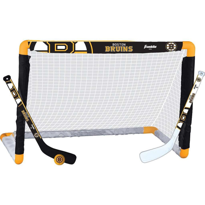 Franklin Sports NHL Boston Bruins mini hockey goal for safe indoor play and practice.