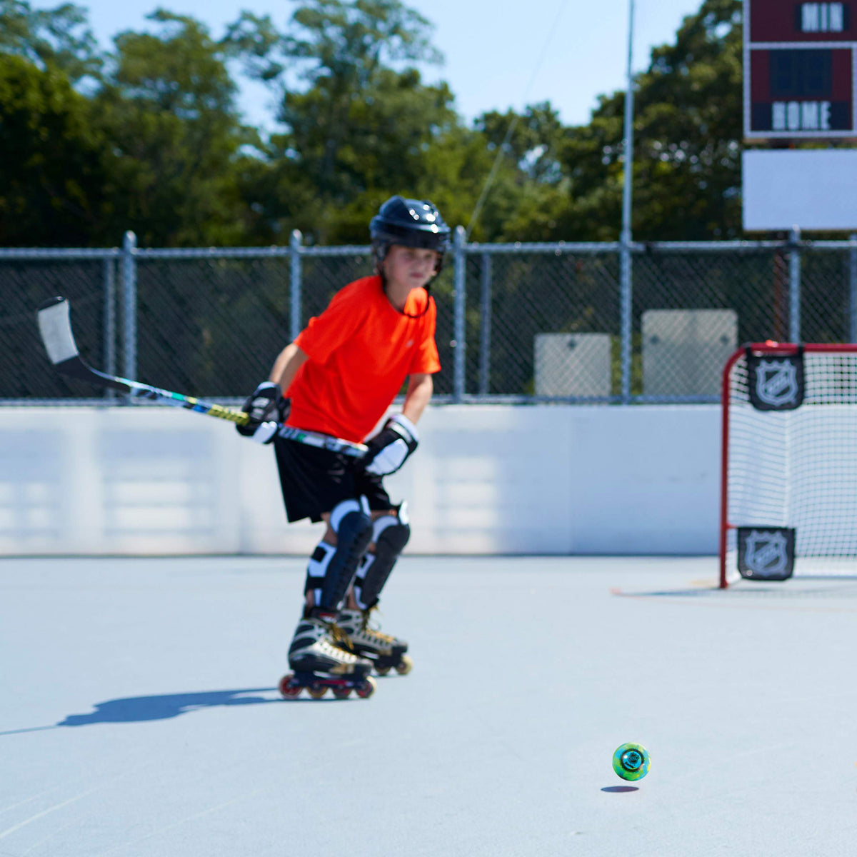 Franklin Sports NHL Extreme Color ball used on driveway for casual scrimmage
