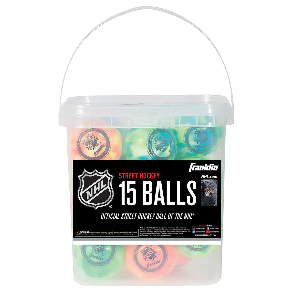 Franklin Sports NHL Extreme Color portable bucket enables easy transport