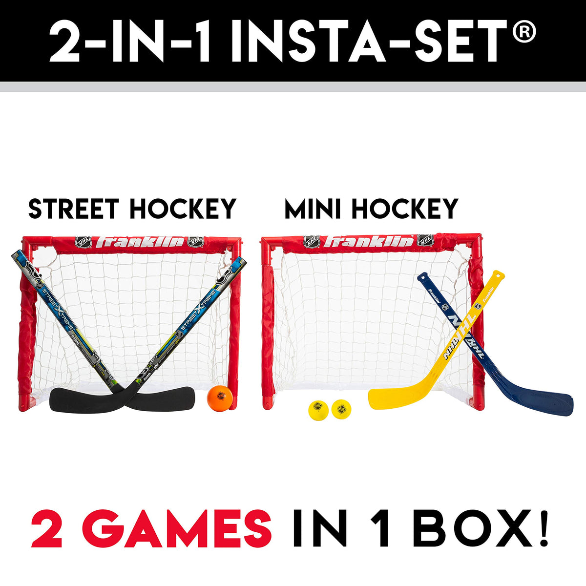 Franklin Sports NHL foam knee hockey balls for safe indoor games.