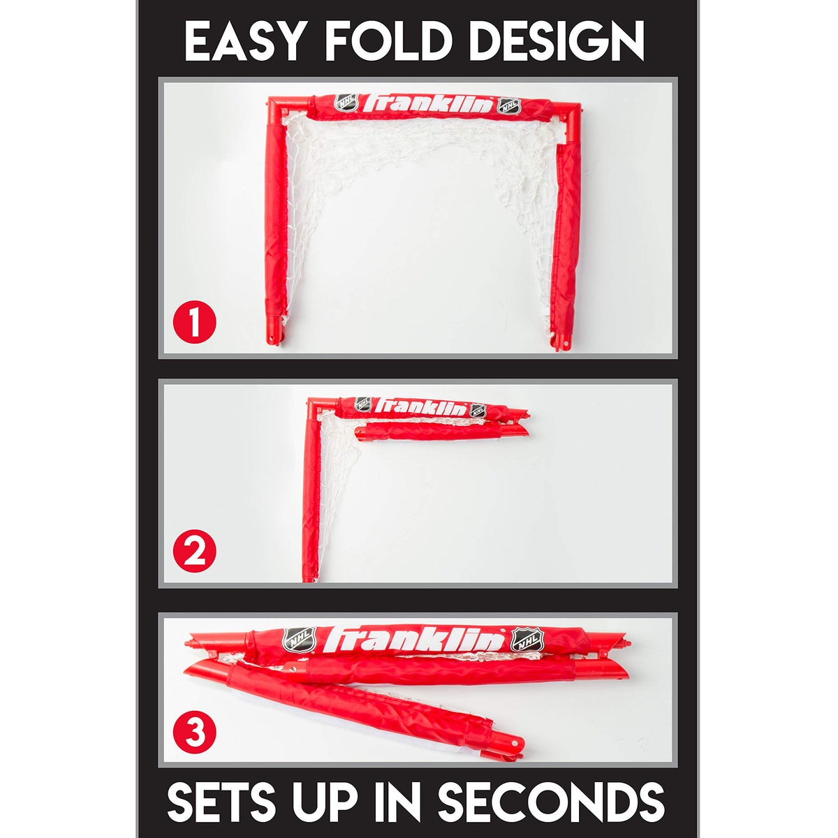 Franklin Sports NHL knee hockey sticks for compact indoor play.