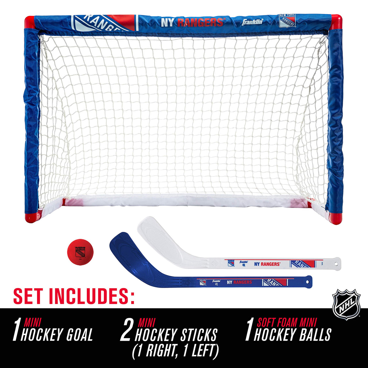 Franklin Sports NHL sticks pair for versatile left/right-handed play.