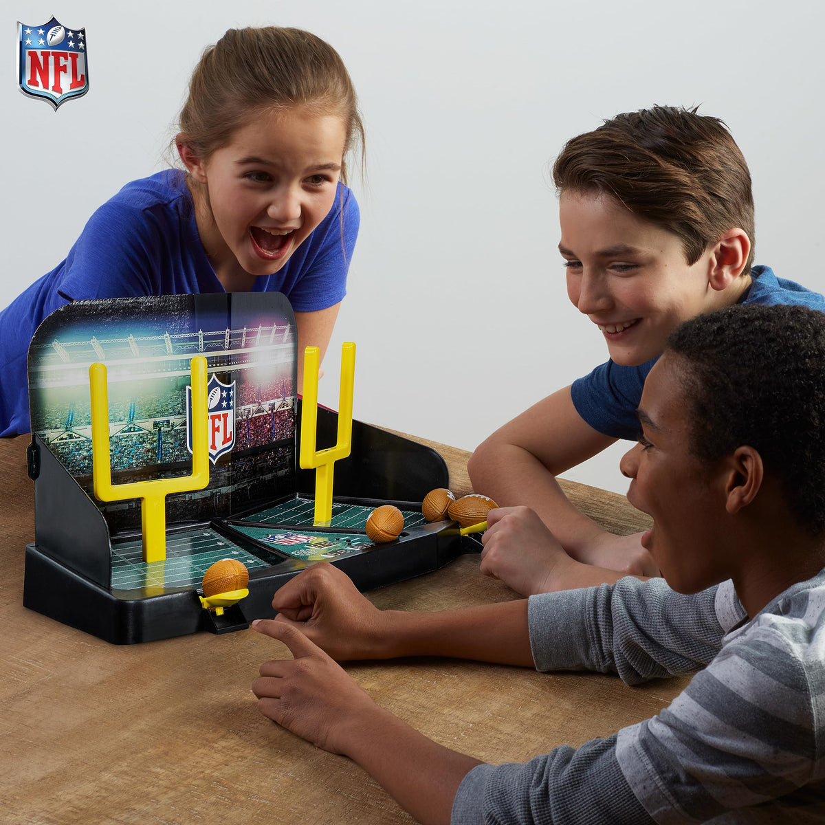 Franklin Sports tabletop football game set fits on any table.