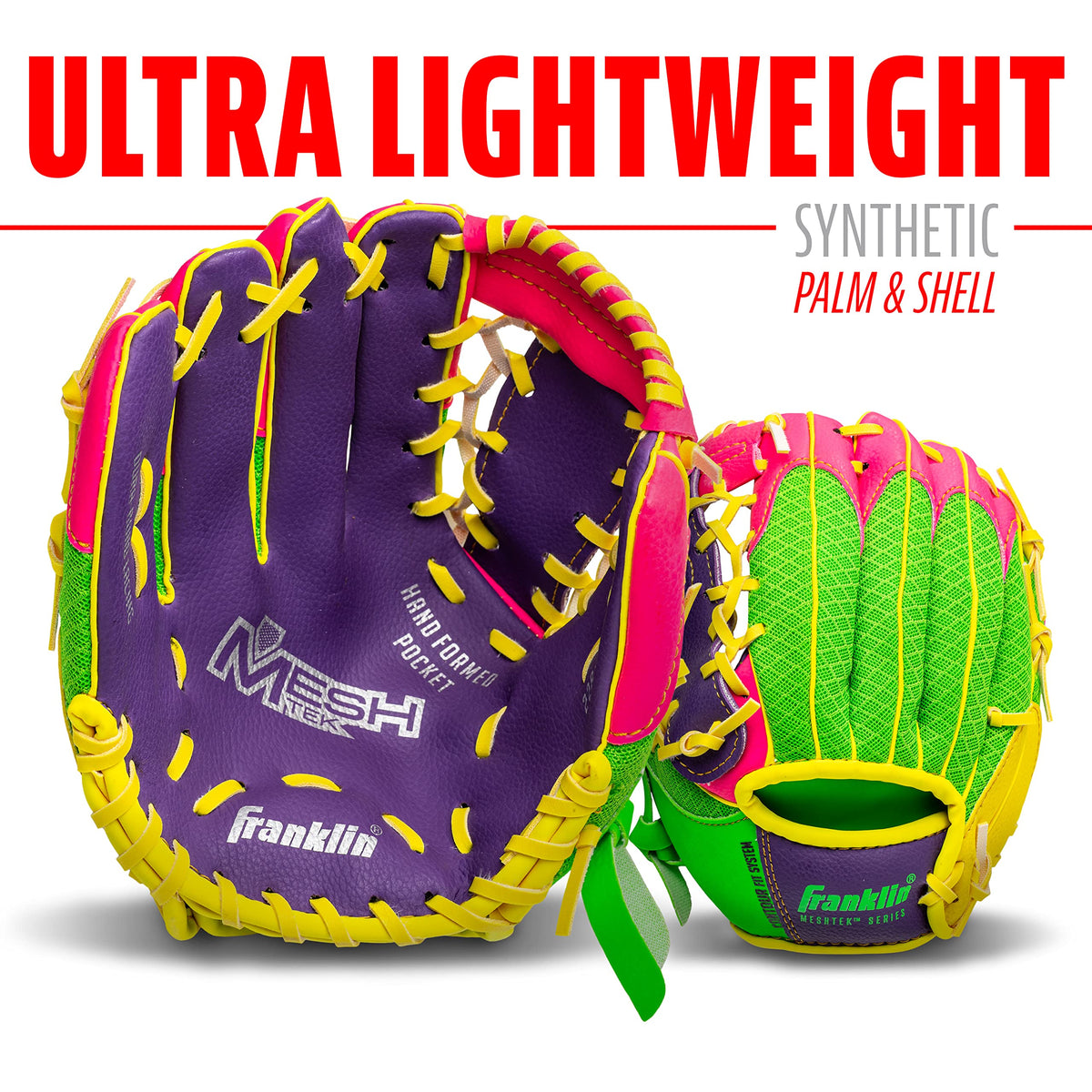 Hand-formed pocket on Franklin Teeball glove for a comfortable fit.