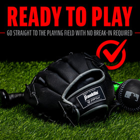 Glove in action catching a tee ball during practice.