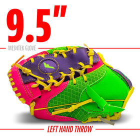 Soft mesh shell on Franklin Teeball glove for easy closing.