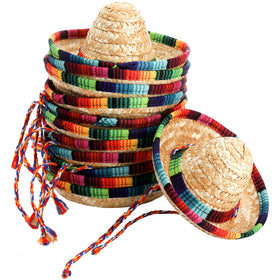 Frcctre mini sombrero in natural straw for tabletop Cinco de Mayo decor.