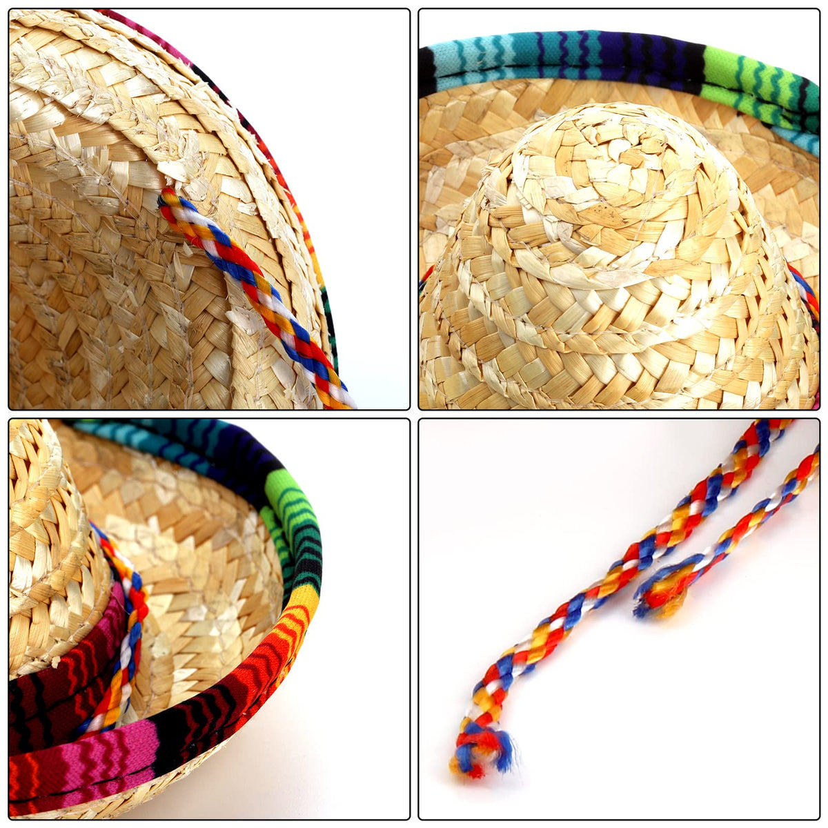 Frcctre mini sombrero with rainbow trim adds colorful celebration flair.