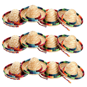 Frcctre 12-pack mini sombreros set for quick party decoration.