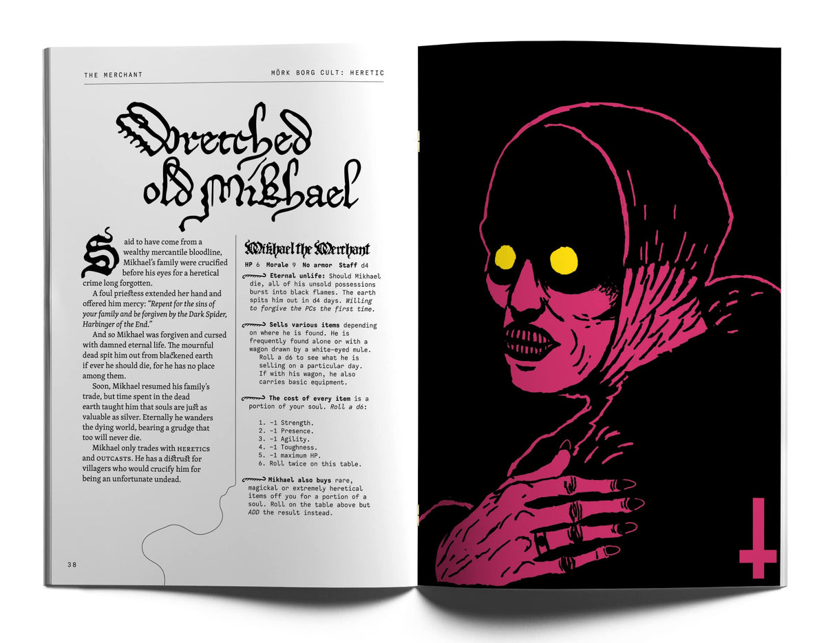 Free League MÖRK BORG Cult: Heretic – Sacrilegious Songbird class visuals invite risky roleplay