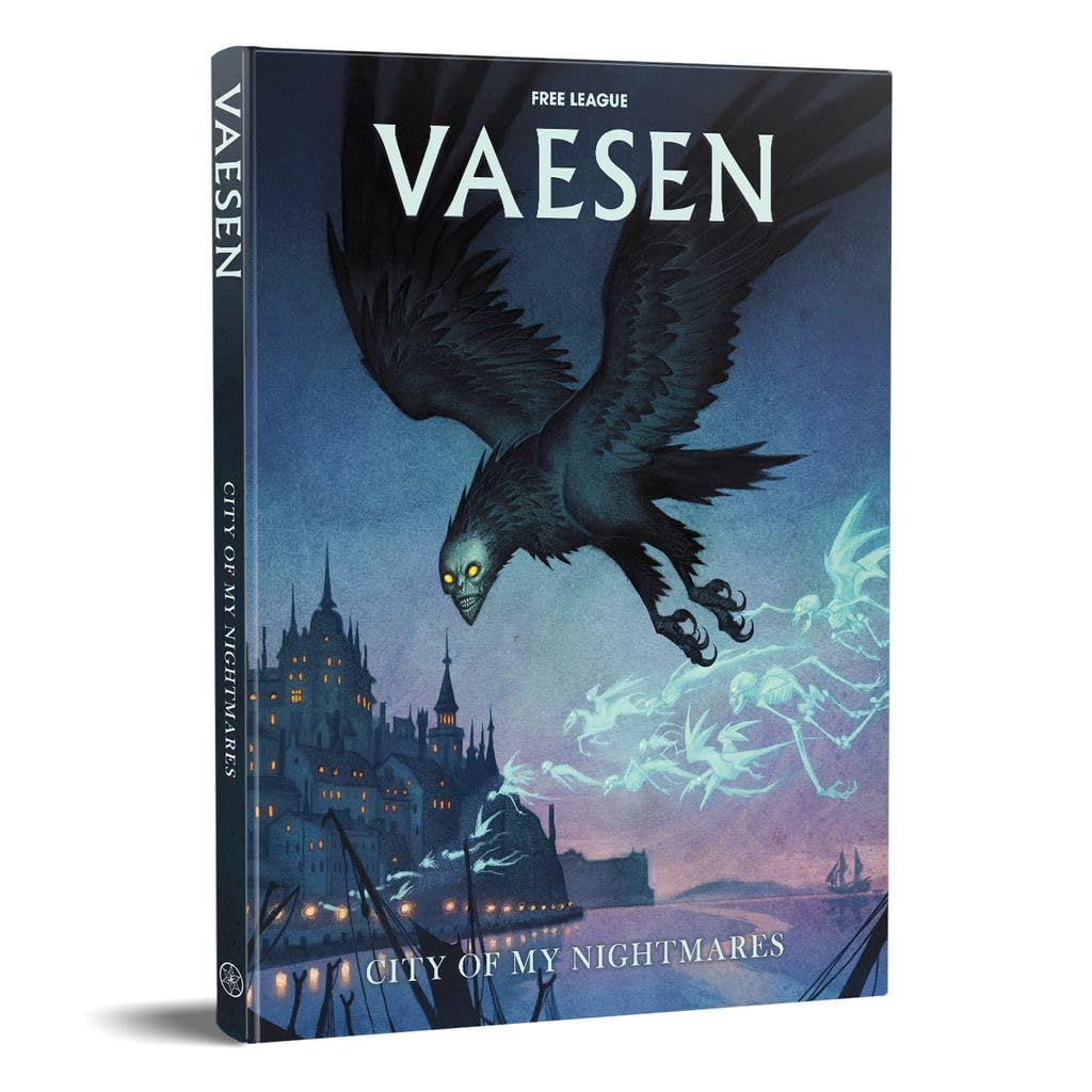 Free League Vaesen: City of My Nightmares cover, showcasing urban gothic atmosphere for immersive investigations.
